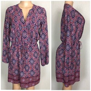 Gap Women Purple Burgundy Dress Long Sleeve V-neck